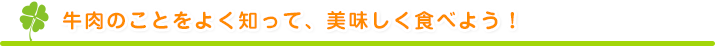 牛肉のことをよく知って、美味しく食べよう！